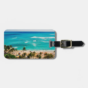 Étiquette À Bagage Vue surélevée de la scène de Waikiki Beach, Honolu