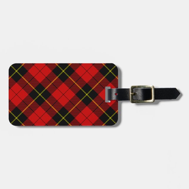 Étiquette À Bagage Wallace tartan rouge noir plaid (Devant horizontal)