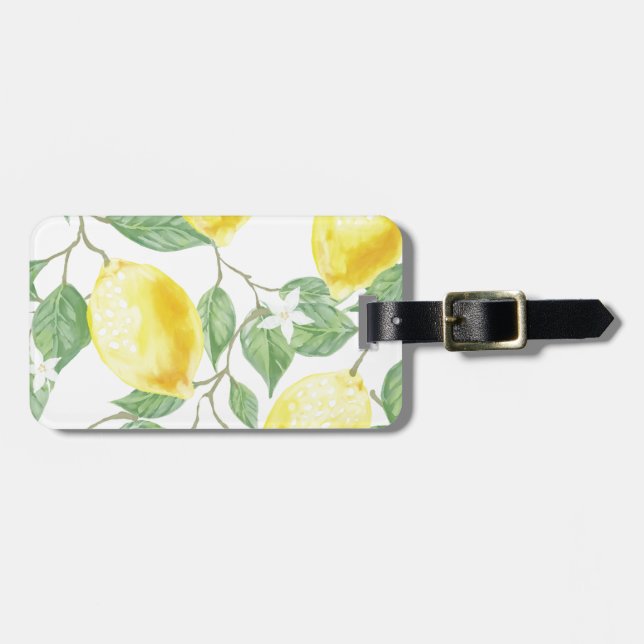 Étiquette À Bagage Watercolor Lemon (Devant horizontal)