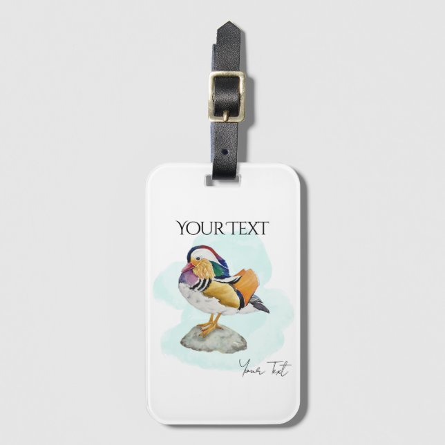 Étiquette À Bagage Watercolor Mandarin Duck (Devant Vertical)