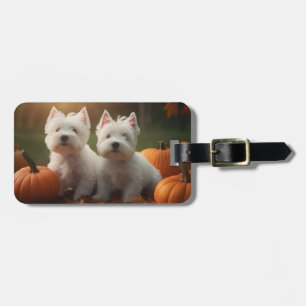 Étiquette À Bagage West Highland White Terrier Chiot Citrouille d'aut