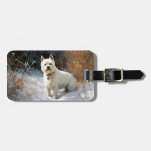 Étiquette À Bagage West Highland White Terrier Laissons neiger Noël