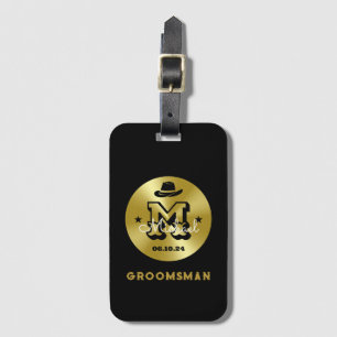 Étiquette À Bagage Western Cowboy Rustique Monogramme Best Man Grooms