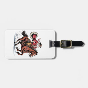 Étiquette À Bagage Western Riding Rodeo Horse Cowboy Père Noël Noël