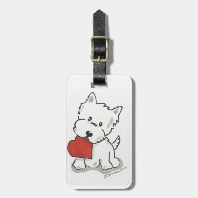 Étiquette À Bagage Westie avec coeur (Devant Vertical)