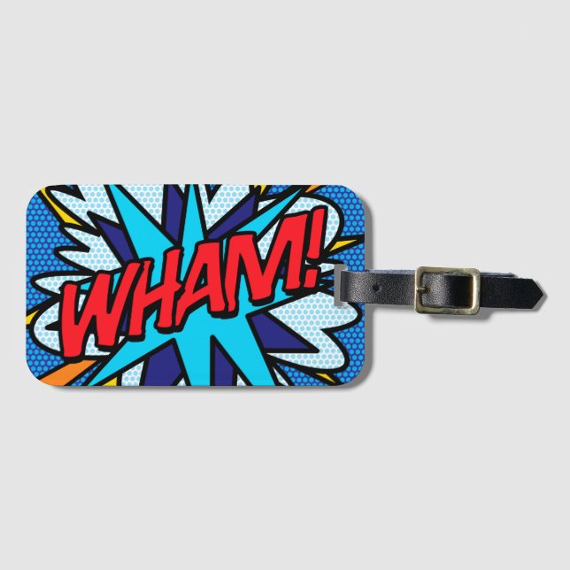 Étiquette À Bagage WHAM Fun Retro Comic Book Pop Art (Devant Horizontal)