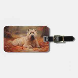 Étiquette À Bagage Wheaten Terrier dans les feuilles d'automne automn