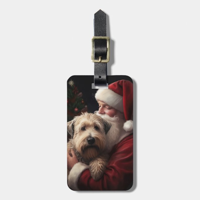 Étiquette À Bagage Wheaton Terrier Avec Noël Festif Du Père Noël (Devant Vertical)