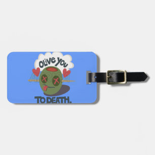 Étiquette À Bagage Whimsical "Olive My Heart" Drôle Visage Design