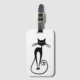 Étiquette À Bagage Whimsical Skinny Chat noir