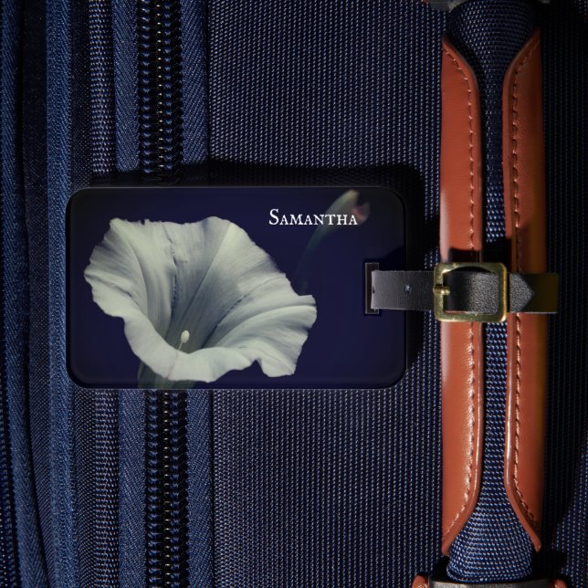 Étiquette À Bagage White Morning Glory Flower Gros plan Personnalisé (Insitu Rectoal 4)