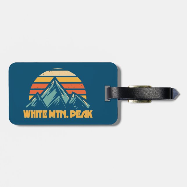 Étiquette À Bagage White Mountain Peak California Retro Turquoise (Dos horizontal)