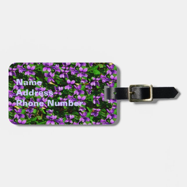 Étiquette À Bagage WI State Flower Wood Violet Mosaic (Devant horizontal)