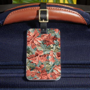 Étiquette À Bagage William Morris Acanthe Rouille Rouge Sauge Vert