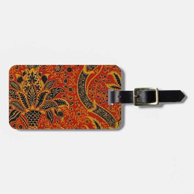 Étiquette À Bagage William Morris Inde Floral rouge (Devant horizontal)