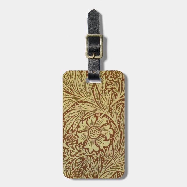 Étiquette À Bagage William Morris Marigold Motif de fleurs antiques (Devant Vertical)