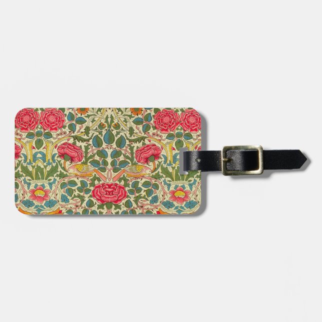 Étiquette À Bagage William Morris Rose Floral Chintz rose (Devant horizontal)