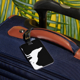 Étiquette À Bagage Wolf Black & White Pop Art