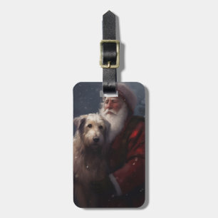 Étiquette À Bagage Wolfhound avec Noël Festif du Père Noël