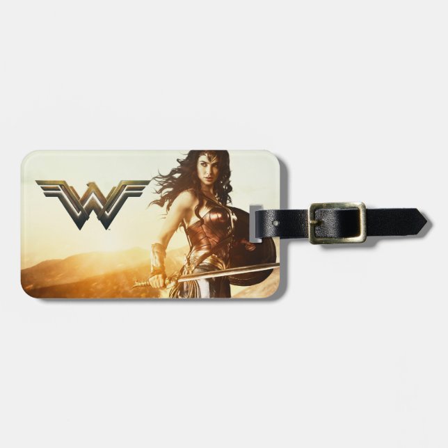 Étiquette À Bagage Wonder Woman Au coucher Du Soleil (Devant horizontal)
