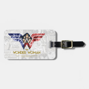 Étiquette À Bagage Wonder Woman Crossed Arms dans le logo collage