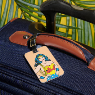 Étiquette À Bagage Wonder Woman Pose Vintage avec Lasso