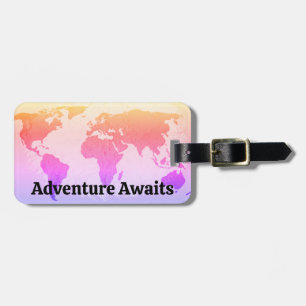 Étiquette À Bagage World Map Adventure Attend Script Cadeau Favoriser