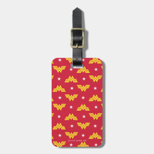 Étiquette À Bagage WW84   Red Wonder Woman Logo Et Stars Motif