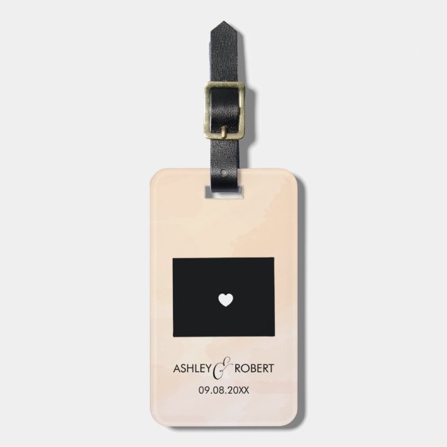 Étiquette À Bagage Wyoming Map Mariage bagage balise, cadeau personna (Devant Vertical)