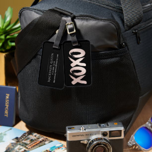 Étiquette À Bagage XOXO rose pâle   Script de brosse lettres main