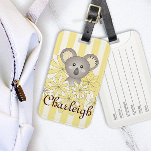 Étiquette À Bagage Yellow Stripe mignonne Bébé Koala Enfants