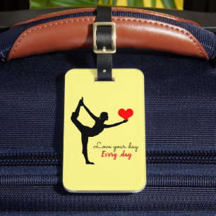 Étiquette À Bagage Yoga Coeur & Aimer votre journée, Tous les jours /