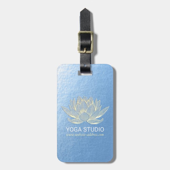 Étiquette À Bagage YOGA Studio Méditation Reiki Instructeur Gold Lotu (Devant Vertical)