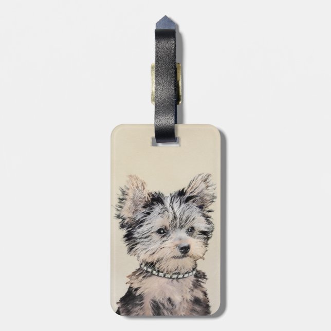 Étiquette À Bagage Yorkshire Terrier Puppy Peinture Chien original (Dos Vertical)