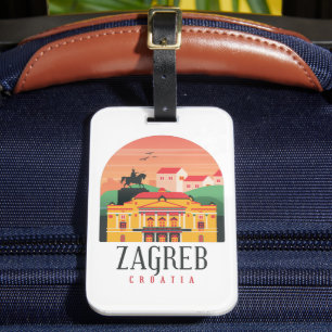 Étiquette À Bagage Zagreb Croatie Cityscape Vintage