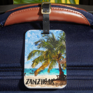 Étiquette À Bagage Zanzibar Afrique Tropical Beach Travel