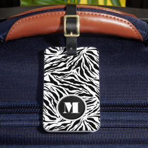 Étiquette À Bagage Zèbre monogramme rayures