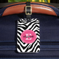 Zèbre noir et rose Imprimer Monogramme personnalis