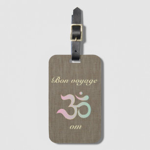 Étiquette À Bagage Zen Om pastel burlap rustique bon voyage étiquette