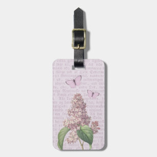 étiquette à bagages vintage floral violet lilas