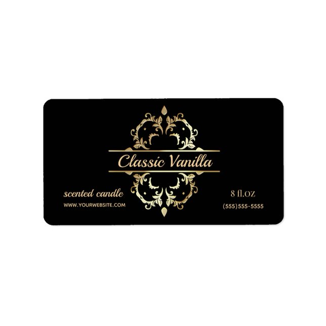 Étiquette à bougie parfumé à cadre doré de luxe (Devant)