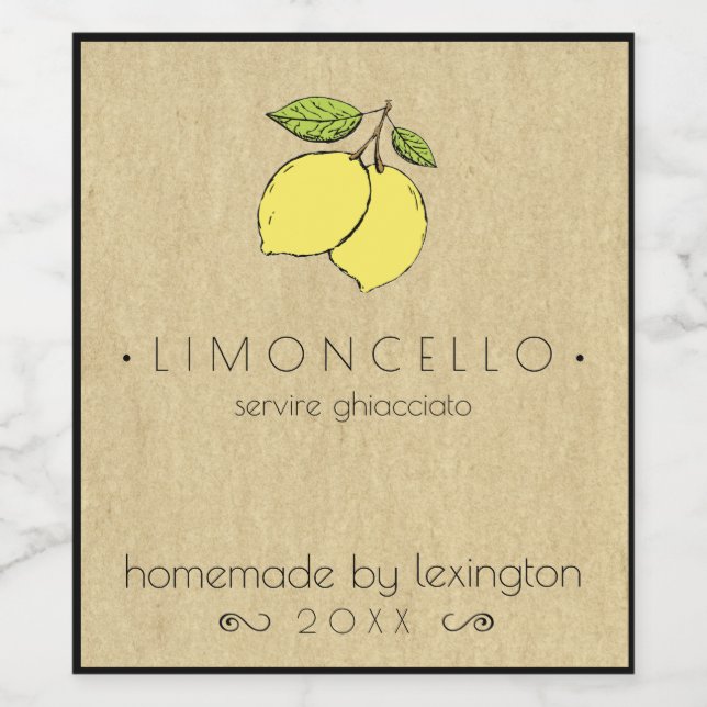 Étiquette À Bouteille Limoncello Avec Dessin De Ci (Étiquettes simples)