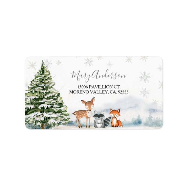 Étiquette À feuillage persistant Animal Winter Onederland Ad (Devant)