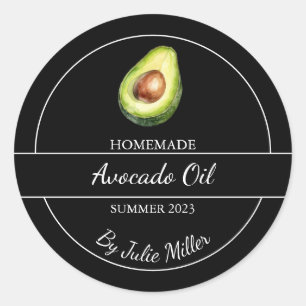 Étiquette à huile simple fait maison Avocado   Noi