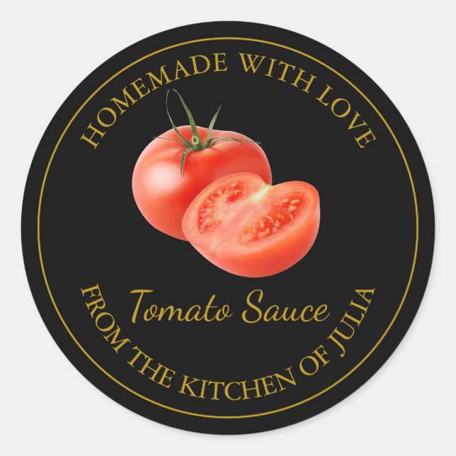 Étiquette à la sauce tomate maison | Noir (Devant)