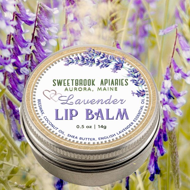 Étiquette à lèvres Kraft Lavender avec coeur viole (Créateur téléchargé)