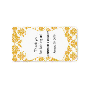 Étiquette à lèvres Mariage damassé blanc jaune