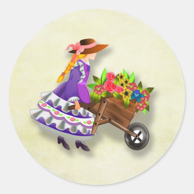 Étiquette à molette de fleurs colorées (Devant)