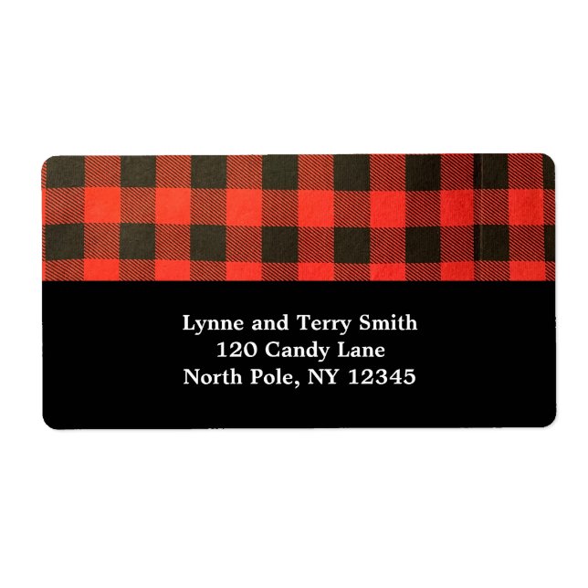 Étiquette à plaid de buffle rouge et noir (Devant)