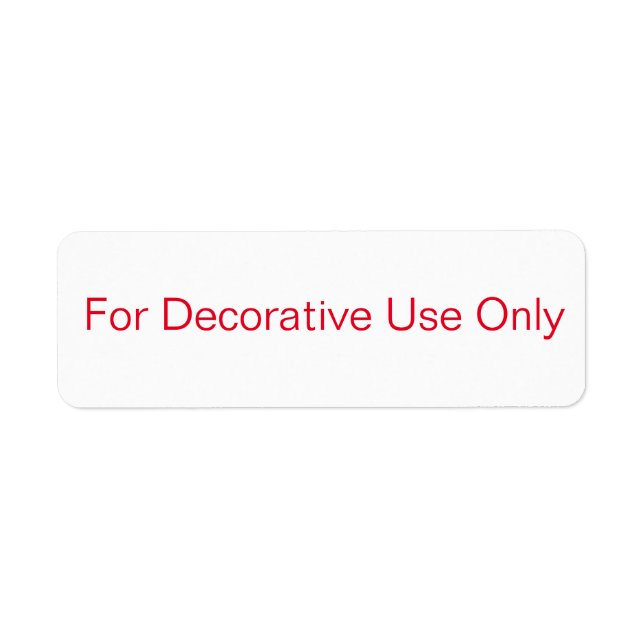 étiquette "À usage décoratif uniquement" (Devant)